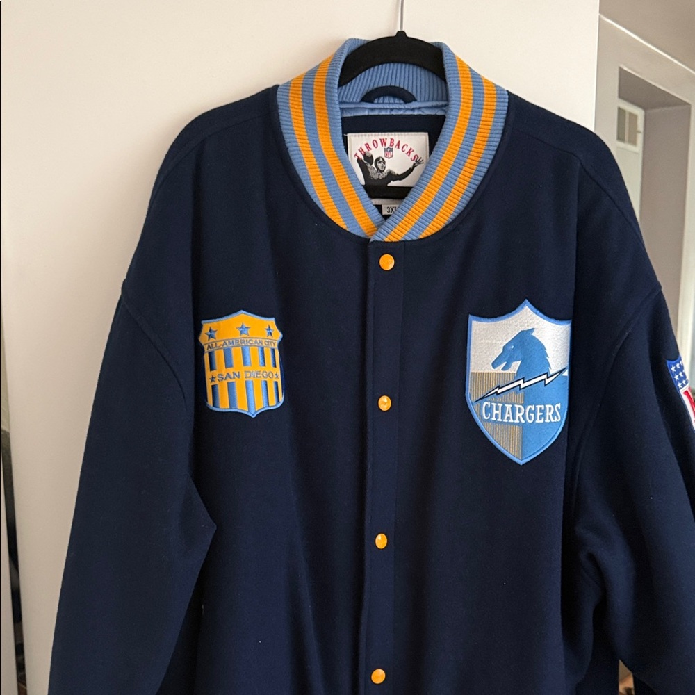 Mitchell & Ness Navy and Yellow Bomber Jacket